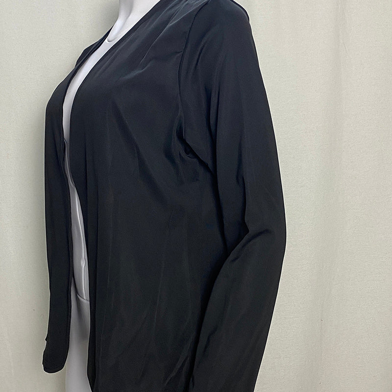 Plus Size Women's Long Sleeve Solid Color Collarless Blazer Jacket Simple Stylish Design, Essential Spring & Fall Top