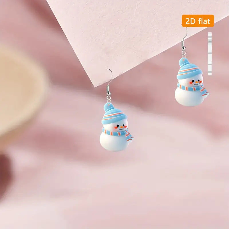 Cute Cartoon Christmas Snowman Earrings