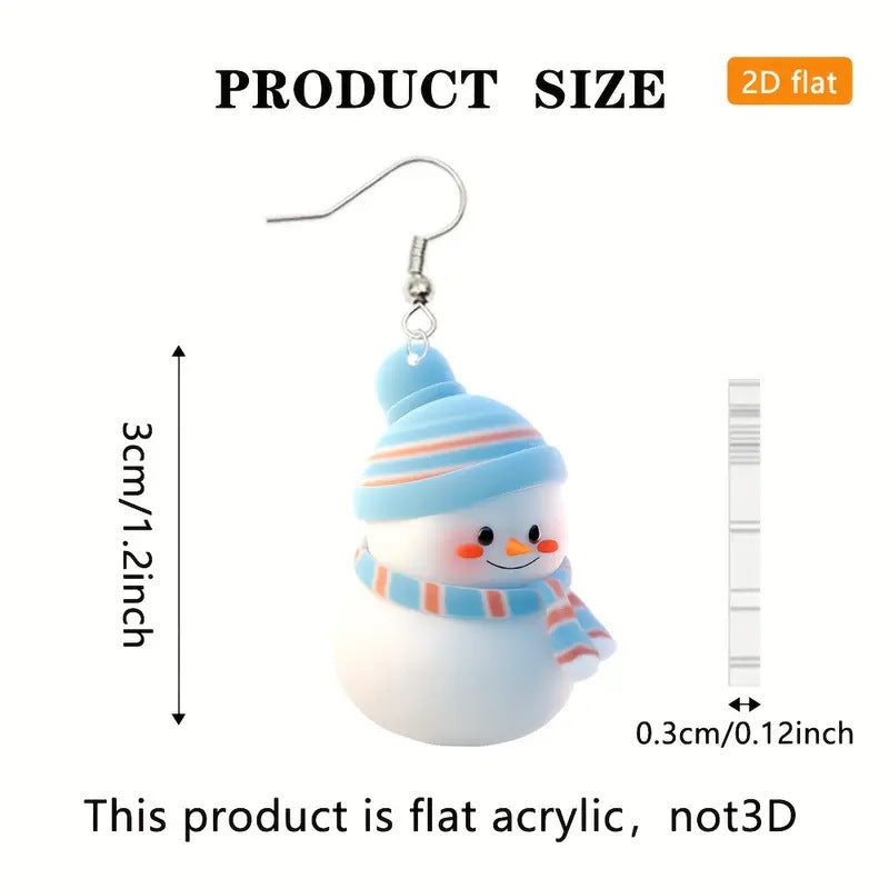 Cute Cartoon Christmas Snowman Earrings