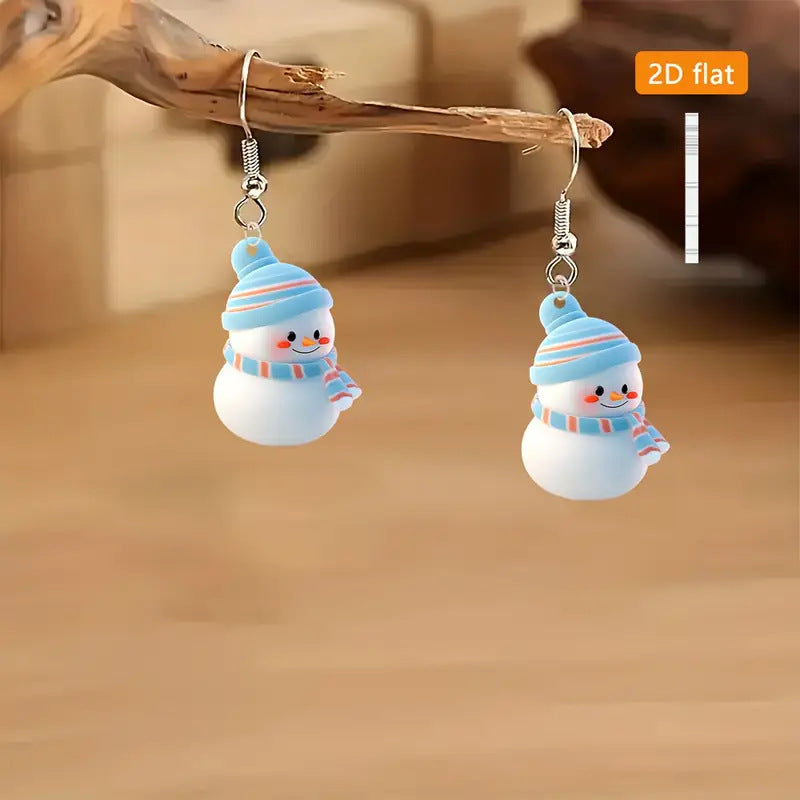 Cute Cartoon Christmas Snowman Earrings