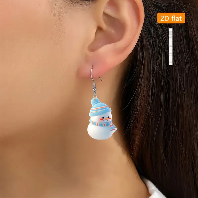 Cute Cartoon Christmas Snowman Earrings