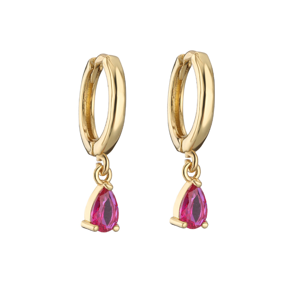 Women's All-match Micro Inlaid Zircon Drop-shaped Colorful Crystals Earrings